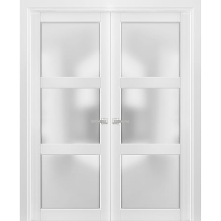 Sartodoors Double French Interior Door, 60" x 80", White LUCIA2552DD-BEM-60